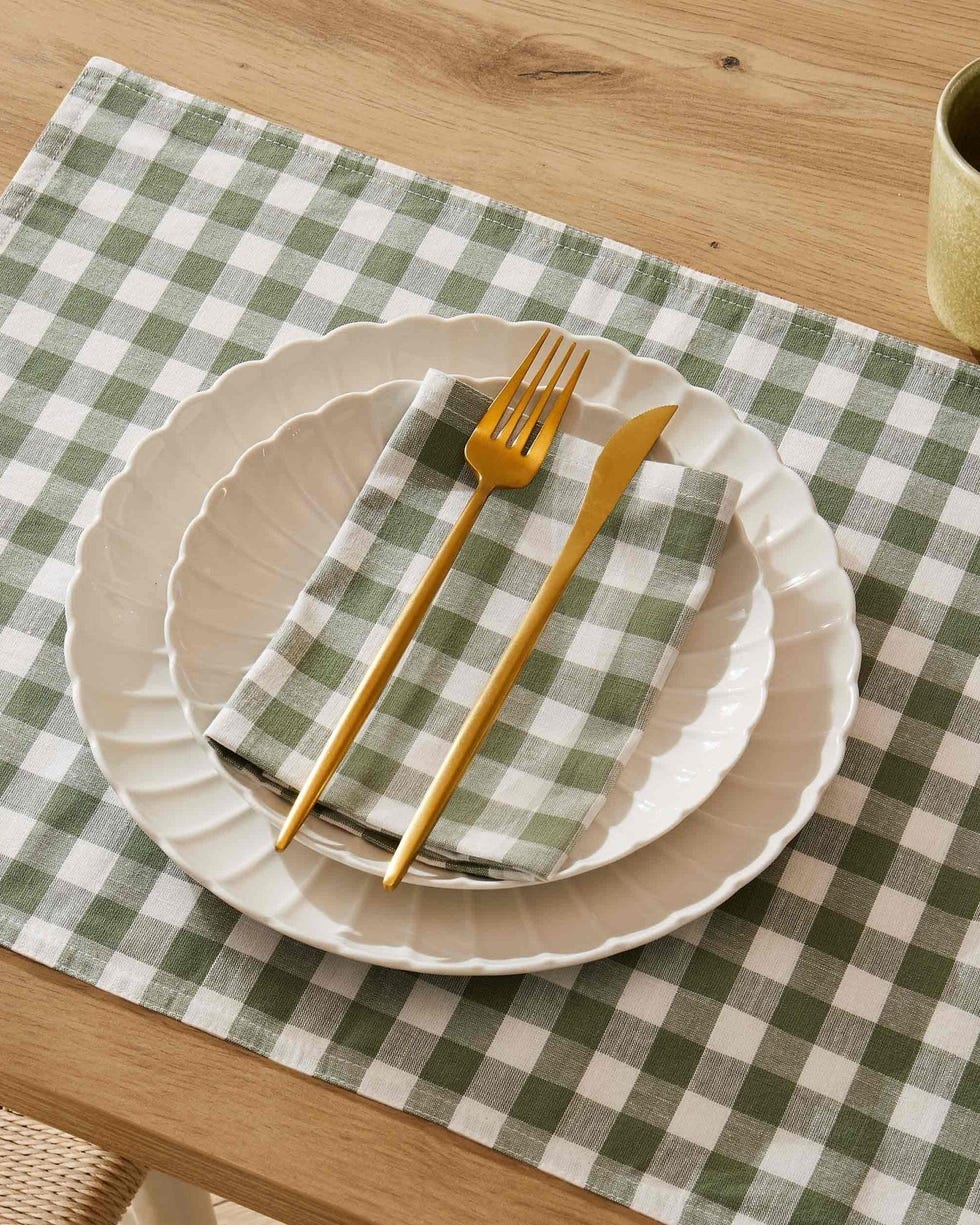 Gabriella Set of 4 Gingham Placemats - Green