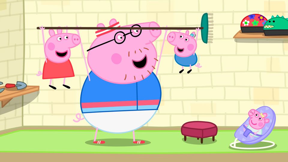 Illustration issued by Hasbro of Daddy Pig training for the TCS London Marathon 2026. Hasbro/PA Wire