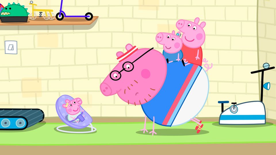 Illustration issued by Hasbro of Daddy Pig training for the TCS London Marathon 2026. Hasbro/PA Wire