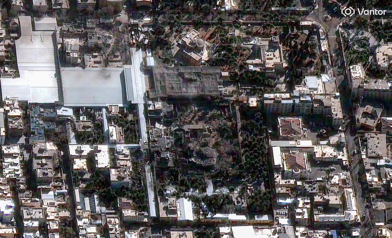 A satellite image shows damage and destruction of buildings within the Khamenei compound in Tehran. Photograph: Vantor