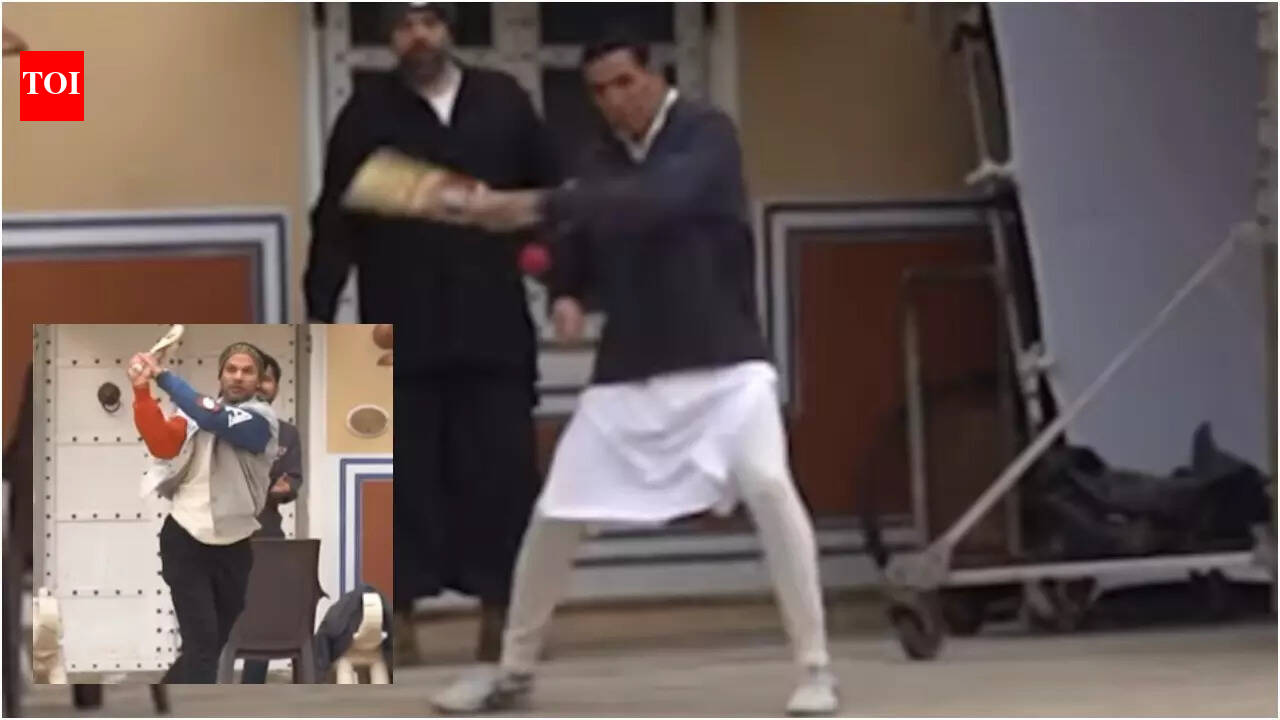 ‘Bhooth Bangla’: Akshay Kumar and Shikhar Dhawan bring cricket fever to the set | Hindi Movie News