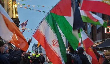 Opposing protests clash in Galway city over Iran war as placards say ‘thank you Trump’
