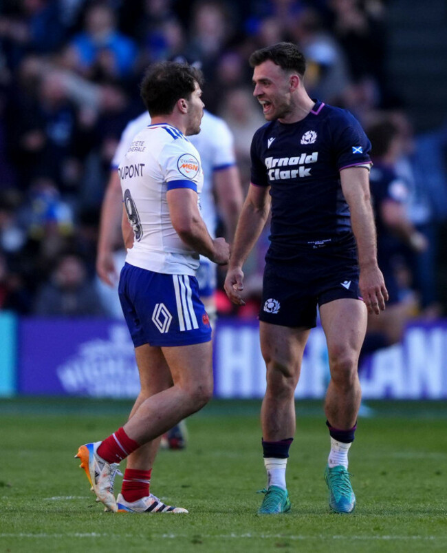 scotlands-ben-white-right-speaks-with-frances-antoine-dupont-left-after-his-side-scored-their-fifth-try-during-the-guinness-mens-six-nations-match-at-scottish-gas-murrayfield-stadium-edinburgh