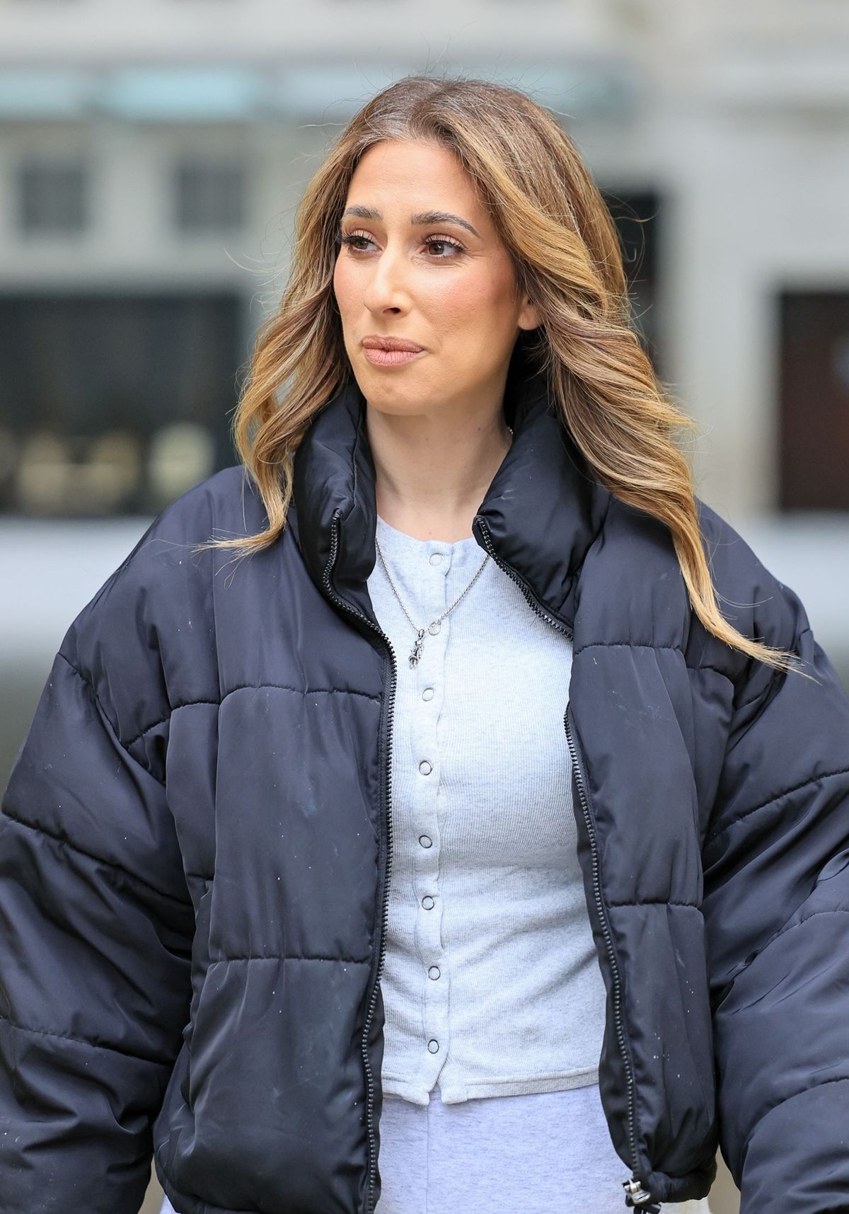 Stacey looked casual in her outfit