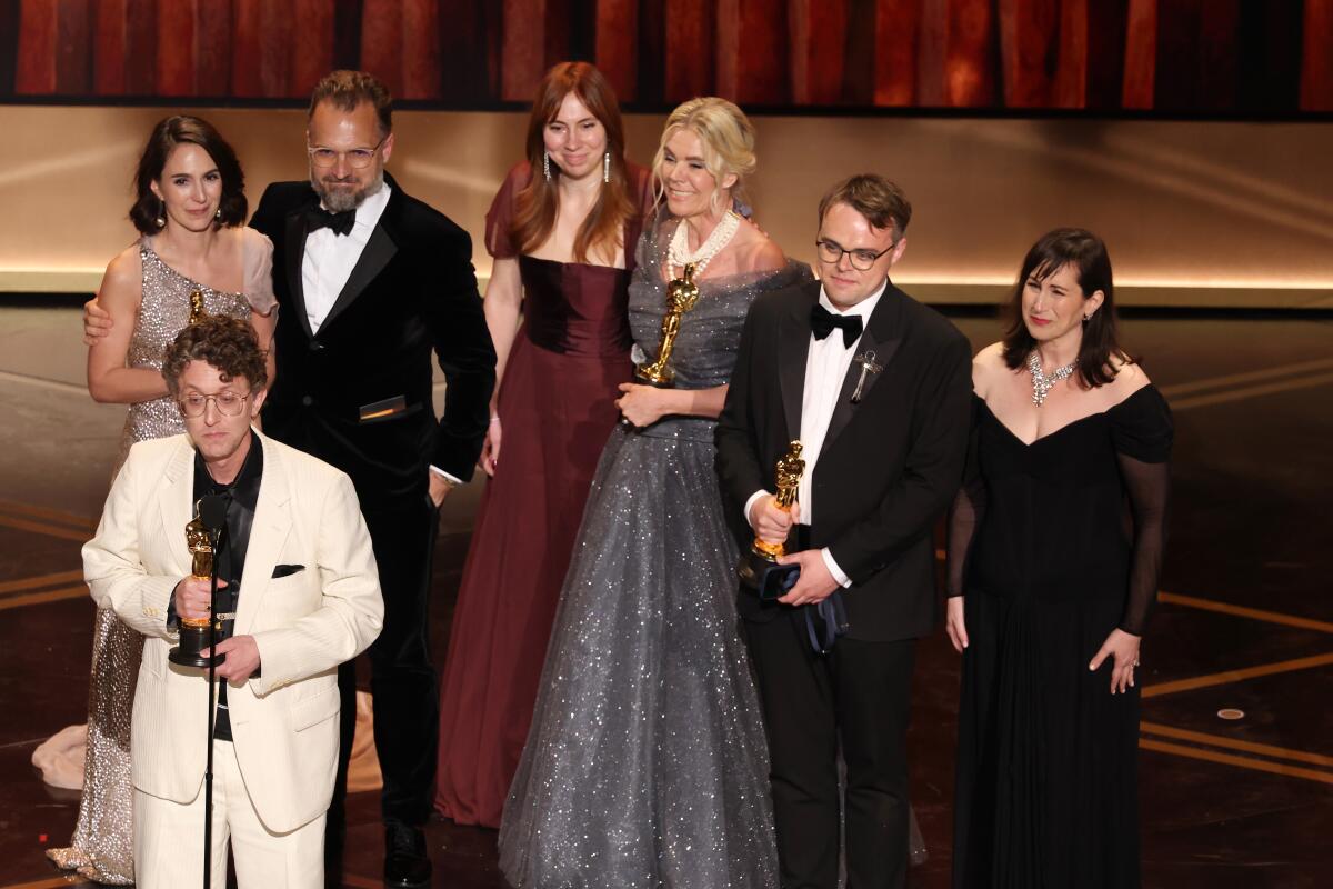 David Borenstein accepts the Oscar for documentary feature for "Mr. Nobody Against Putin."