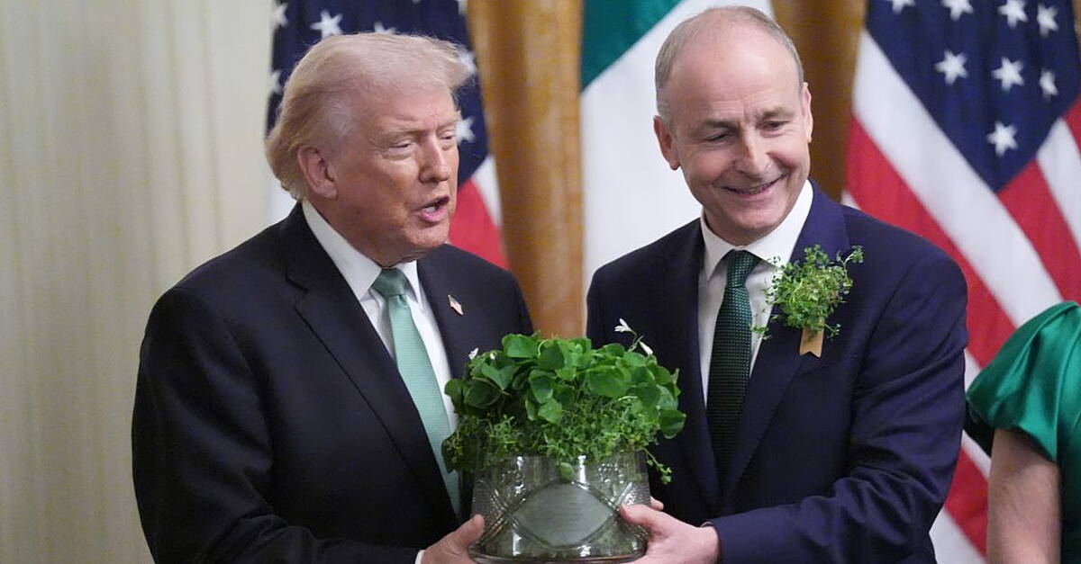 Donald Trump given shamrock as Micheal Martin urges co-operation