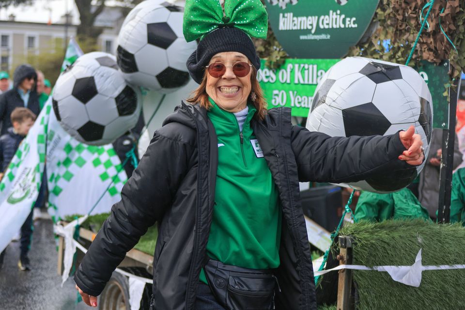 Mary Lyne, Killarney Celtic,  enjoying  the St Patrick's Festival Parade, in Killarney town on Tuesday, organised by Killarney Chamber of Tourism and Commerce. The parade featured over 60 community groups from the surrounding area. Photo by Valerie O'Sullivan. 