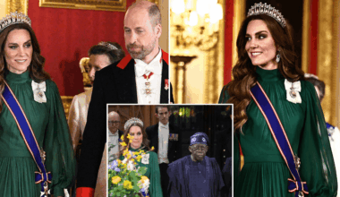 Catherine dazzles in green dress by Andrew Gn as Princess of Wales sits beside Nigerian President