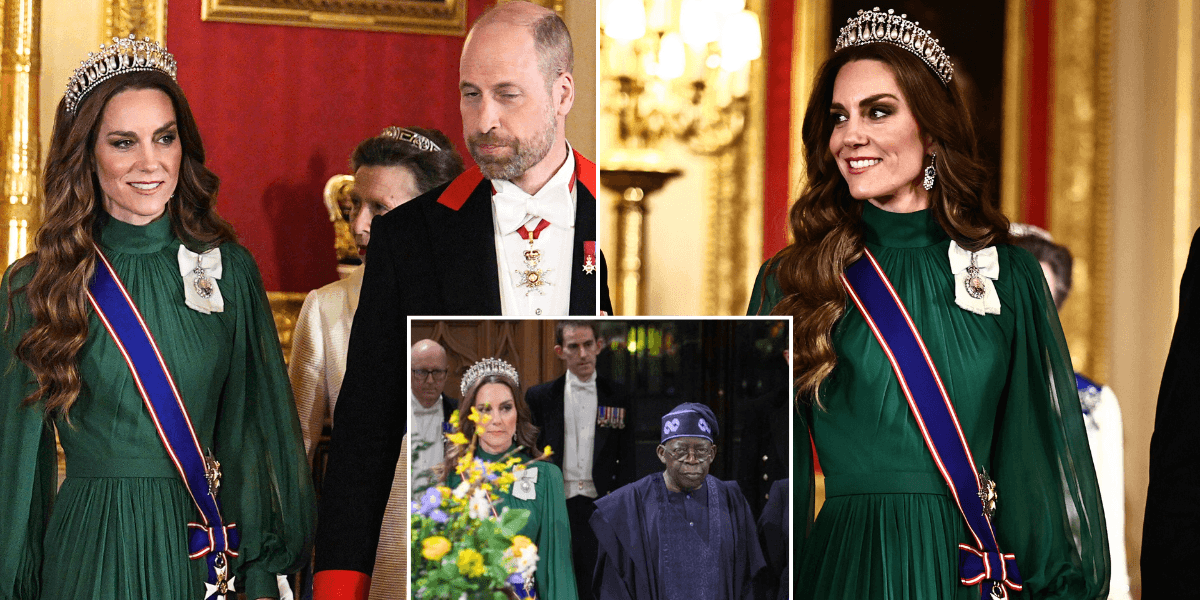 Catherine dazzles in green dress by Andrew Gn as Princess of Wales sits beside Nigerian President