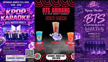 Flyers promoting the BTS comeback concert watch parties in cities across the U.S. are shared on social media. Captured from Instagram