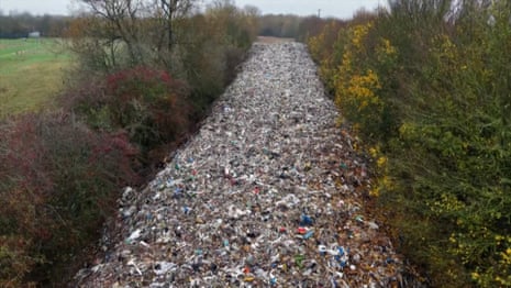 Drone footage shows ‘mountain’ of fly-tipped waste in Oxfordshire – video