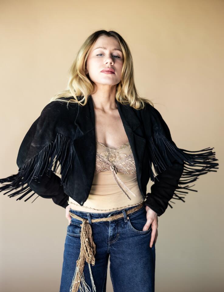 EL SEGUNDO, CA, MARCH 12, 2026: Pop musician Slayyyter, 29, who is releasing an album at the end of the month titled, "Worst Girl in America," and performing at Coachella in April, is photographed at the Los Angeles Times in El Segundo on Thursday, March 12, 2026. (Christina House / Los Angeles Times)