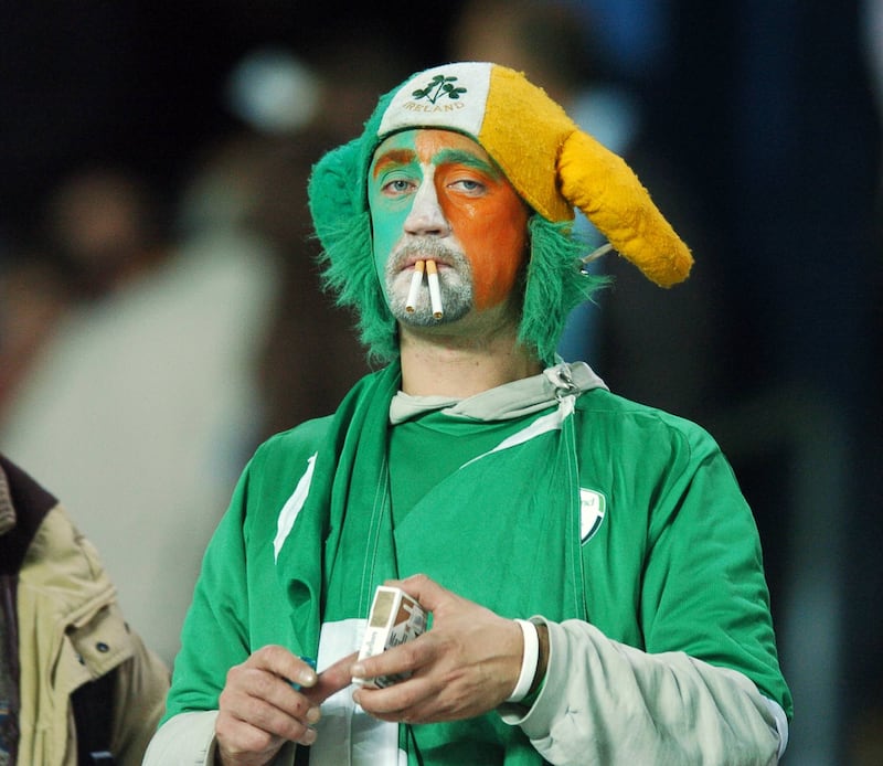A dejected Karl McGrath looks on after Marek Jankulovski scored the Czech Republic's winner in September 2007. Photograph: David Maher/Sportsfile