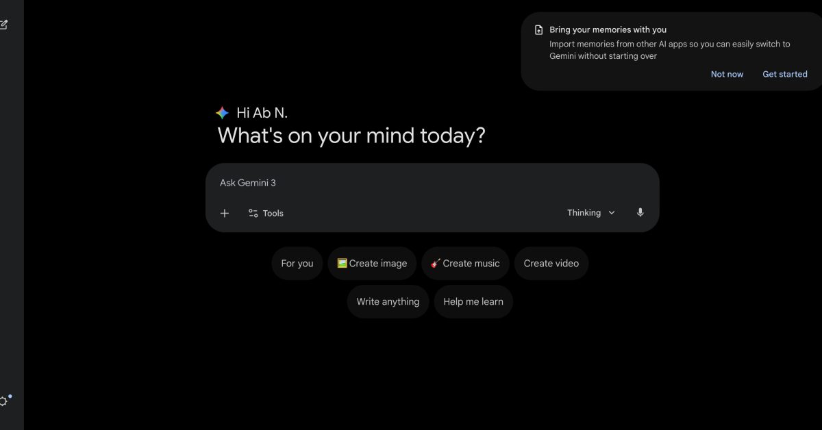 Gemini now lets you import chats and memory from other AI apps