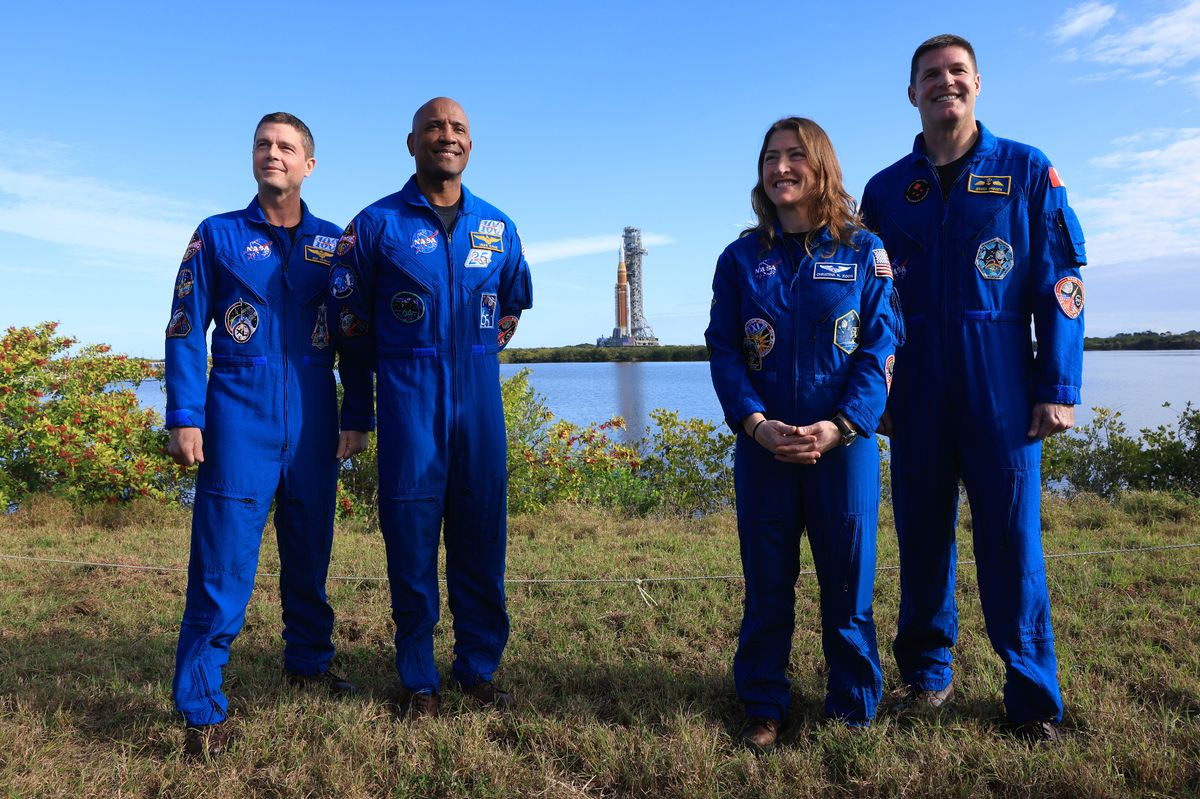 NASA's Artemis II Commander Reid Wiseman, pilot Victor Glover, mission specialist Christina Koch, and Jeremy Hansen 