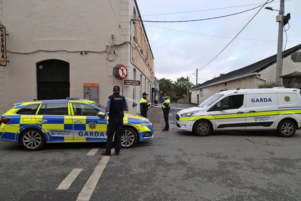 Gardai this morning at the scene of a fatal hit and run, which happened at about 9pm on Monday evening on Railway Street in Balbriggan, Co Dublin