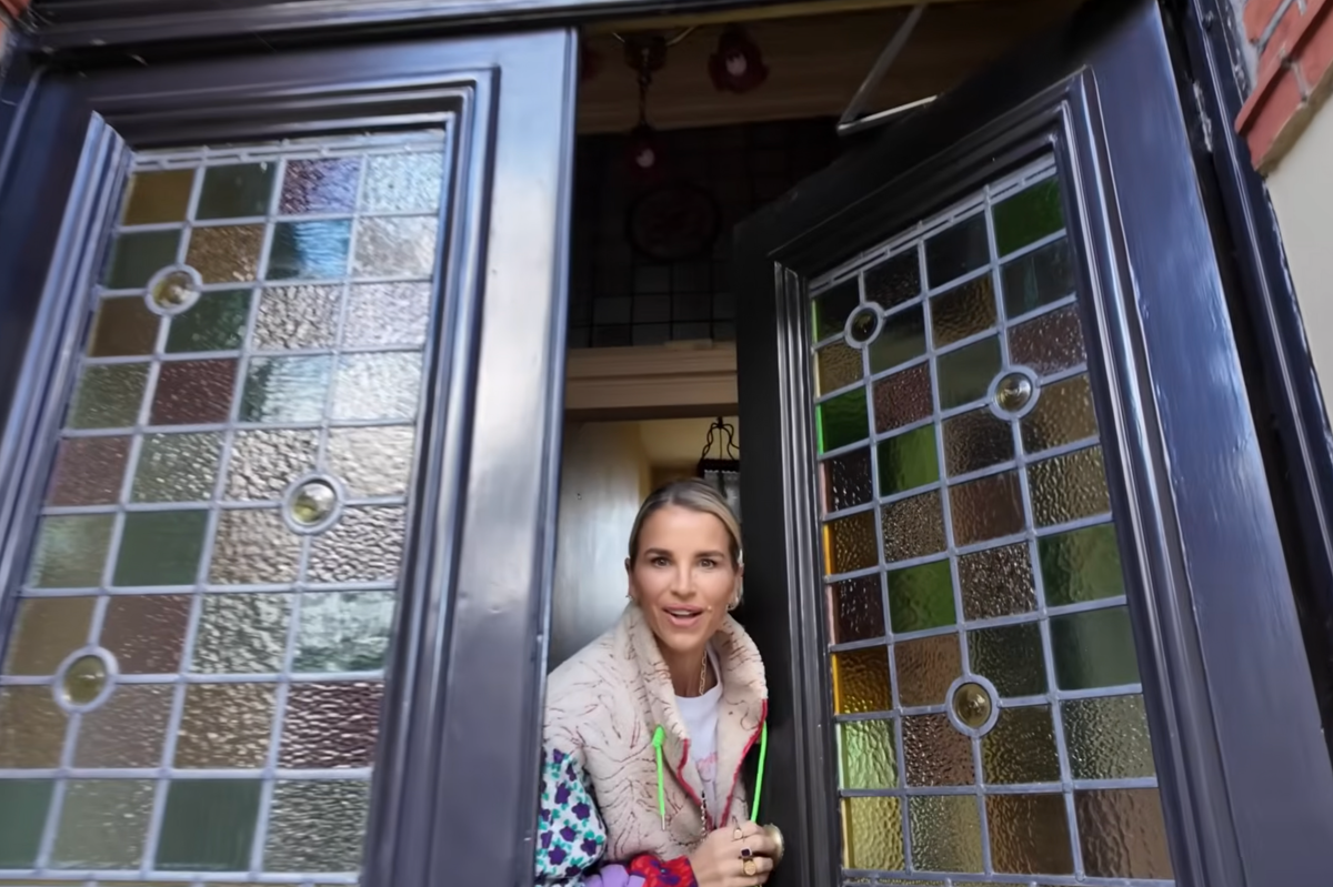 Vogue Williams at the entrance to her new London home 