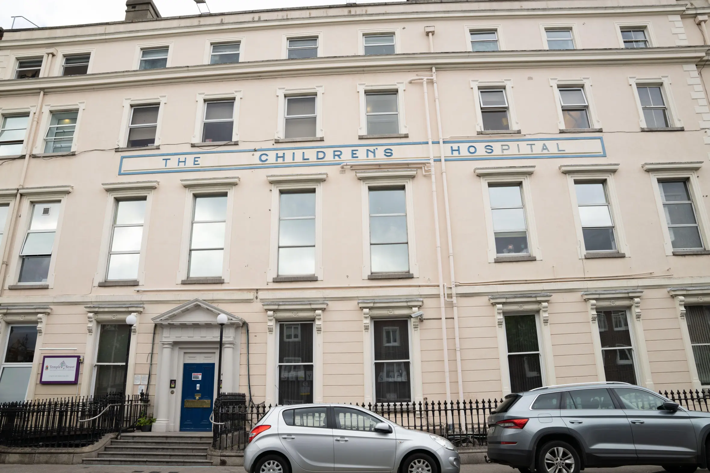 Front exterior of Temple Street Children's Hospital in Dublin, Ireland.