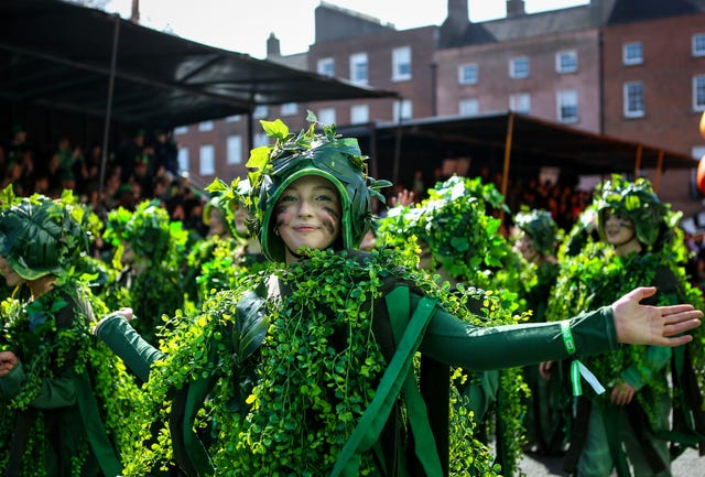 A performer in the Dublin parade