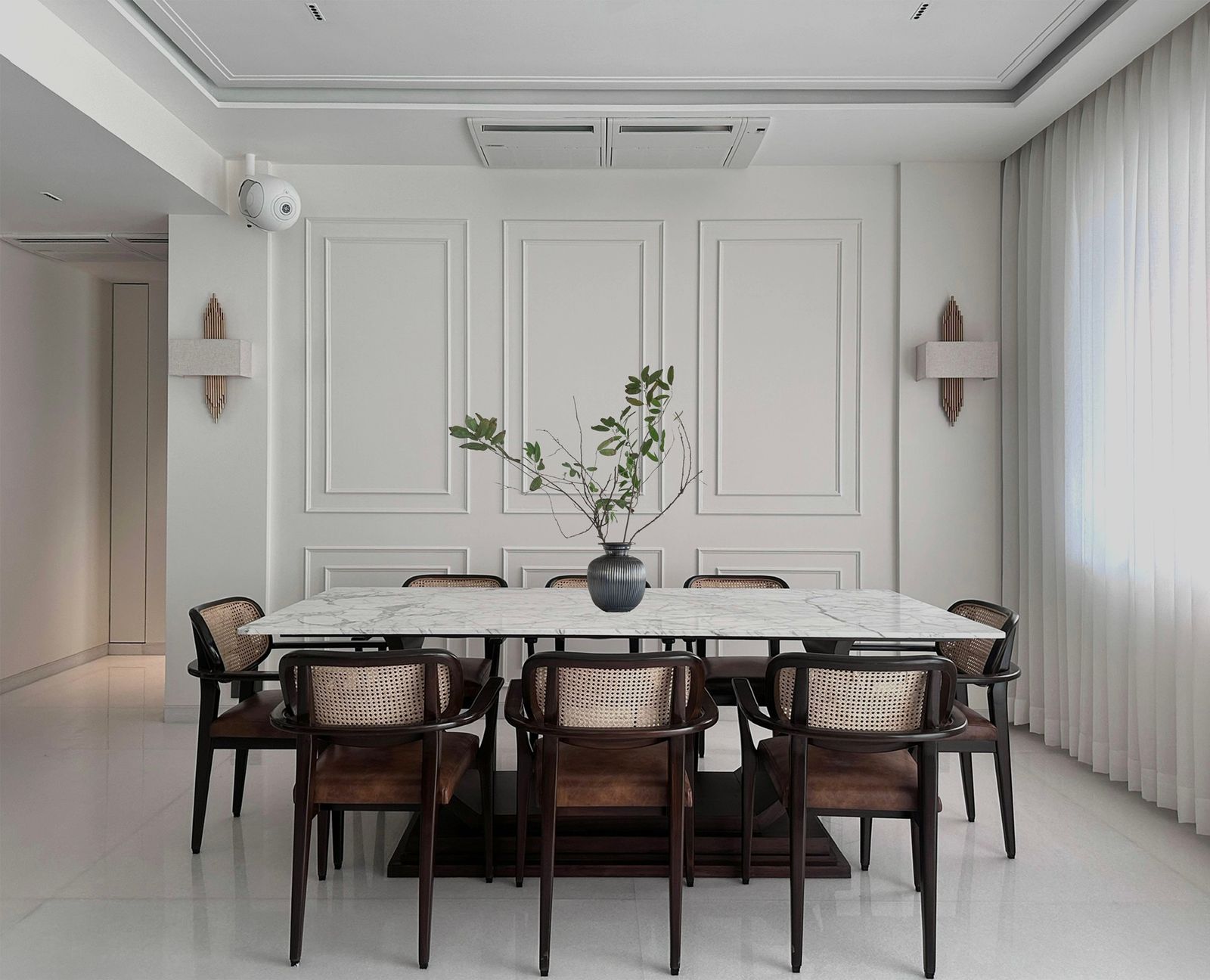 Image may contain Furniture Table Indoors Interior Design Architecture Building Dining Room Dining Table and Room