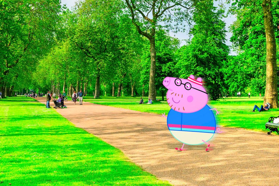 Illustration issued by Hasbro of Daddy Pig training for the TCS London Marathon 2026. Hasbro/PA Wire