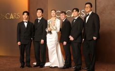Yuhan, ZHUN, EJAE, Mark Sonnenblick, NHD, and 24, winners of the Best Original Song for "Golden" from “KPop Demon Hunters", pose in the press room during the 98th Oscars at Dolby Theatre on March 15, 2026 in Hollywood, California.