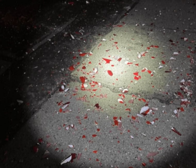 Shards of broken glass after vandalism at the Chihuly Garden and Glass in Seattle.