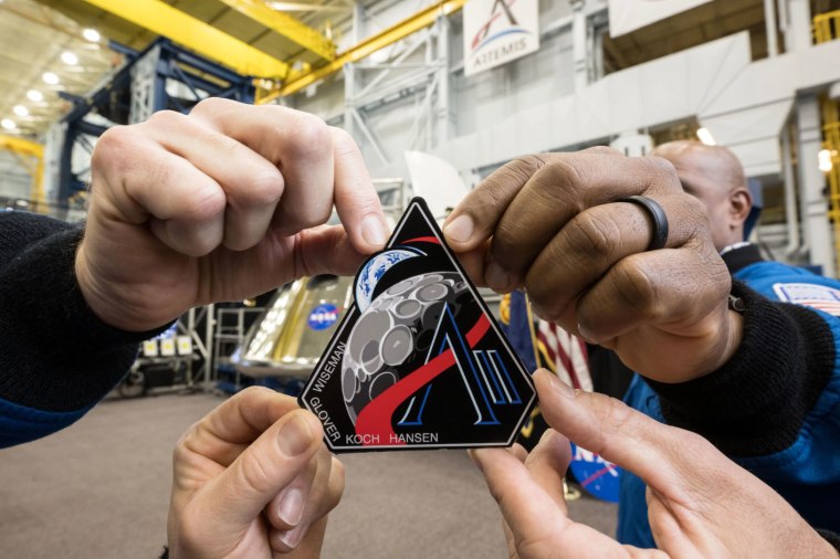The Artemis astronauts unveil their emblem on April 2, 2025.