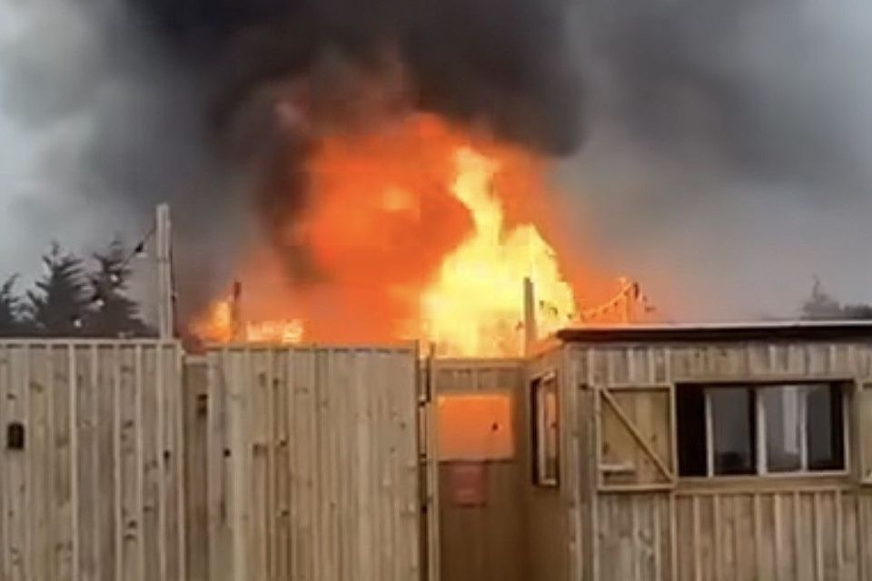 A fire broke out at Saunas4U which is located at Sarsfields GAA Club in Newbridge. Photo credit: Kildare Now via Facebook