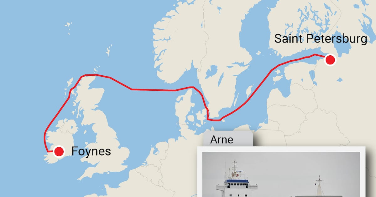 Russia-bound cargo ship seen dropping anchor near subsea cables off Irish coast – The Irish Times