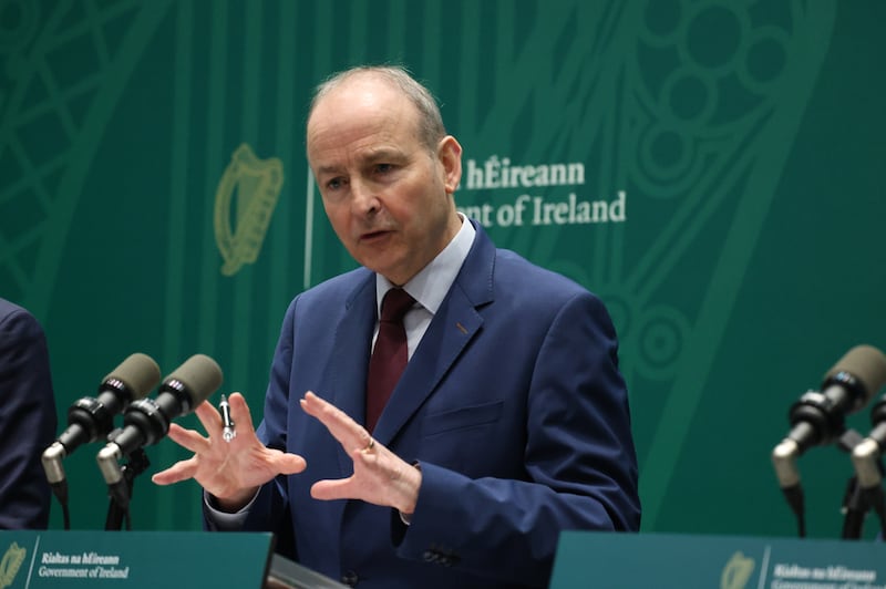 24/03/2026 Taoiseach Micheál Martin  announced measures to reduce energy costs at Government Buildings this afternoon. Photograph: Stephen Collins/Collins Photos
