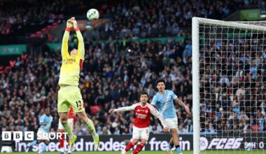 Kepa Arrizabalaga drops the ball for Manchester City's opener