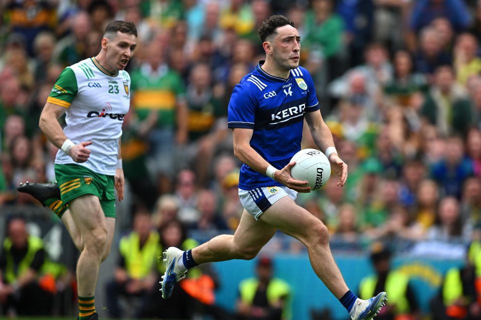 Paudie Clifford in possession with Jamie Brennan of Donegal giving chase during last year's All-Ireland SFC final. Photo: Ray McManus/Sportsfile