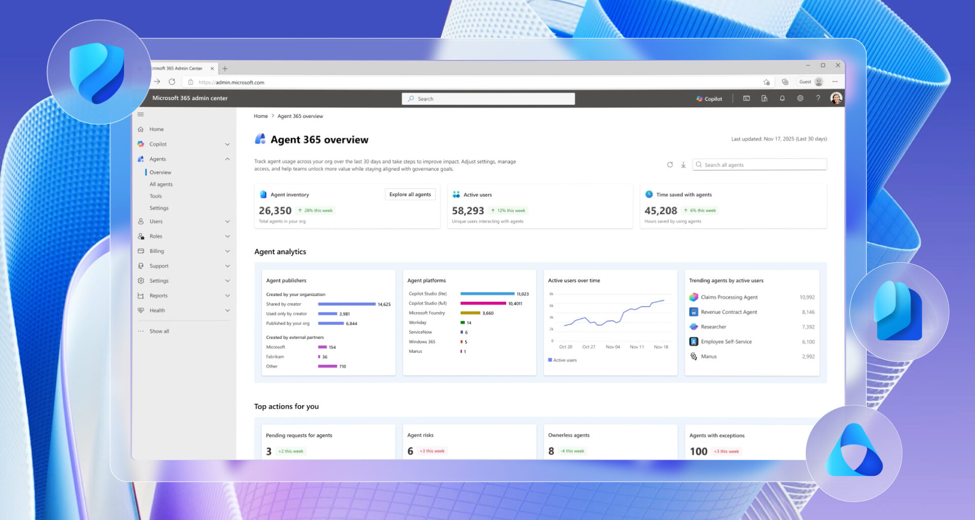 Microsoft Agent 365 product user interface.