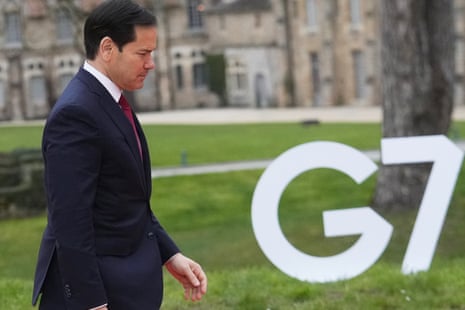 U.S. Secretary of State Marco Rubio arrives at the G7 Foreign Ministers' meeting with partner countries in Cernay-la-Ville outside Paris, France, Friday, March 27, 2026.