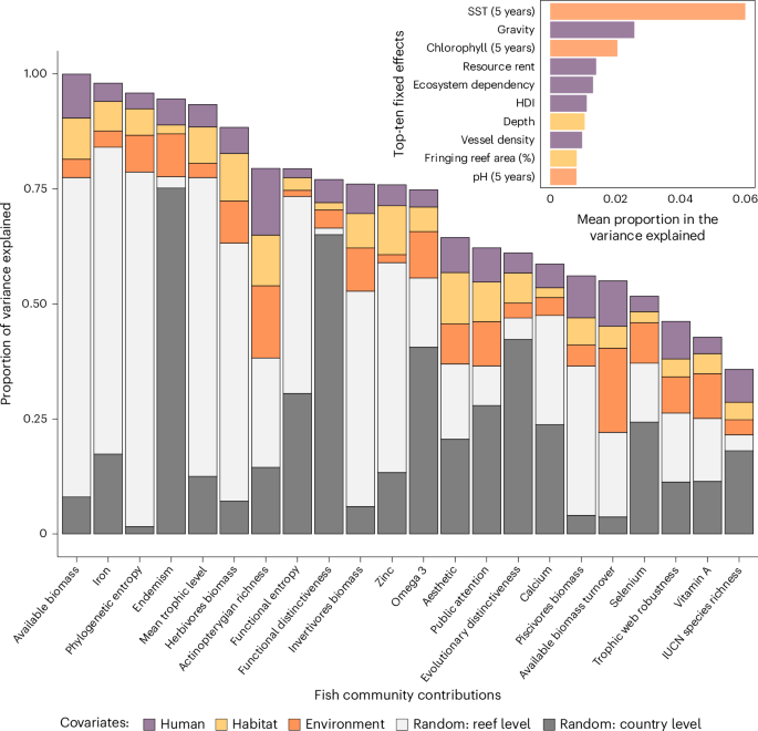 Marine protected areas marginally offset anthropogenic declines in tropical reef fish contributions to nature and people
