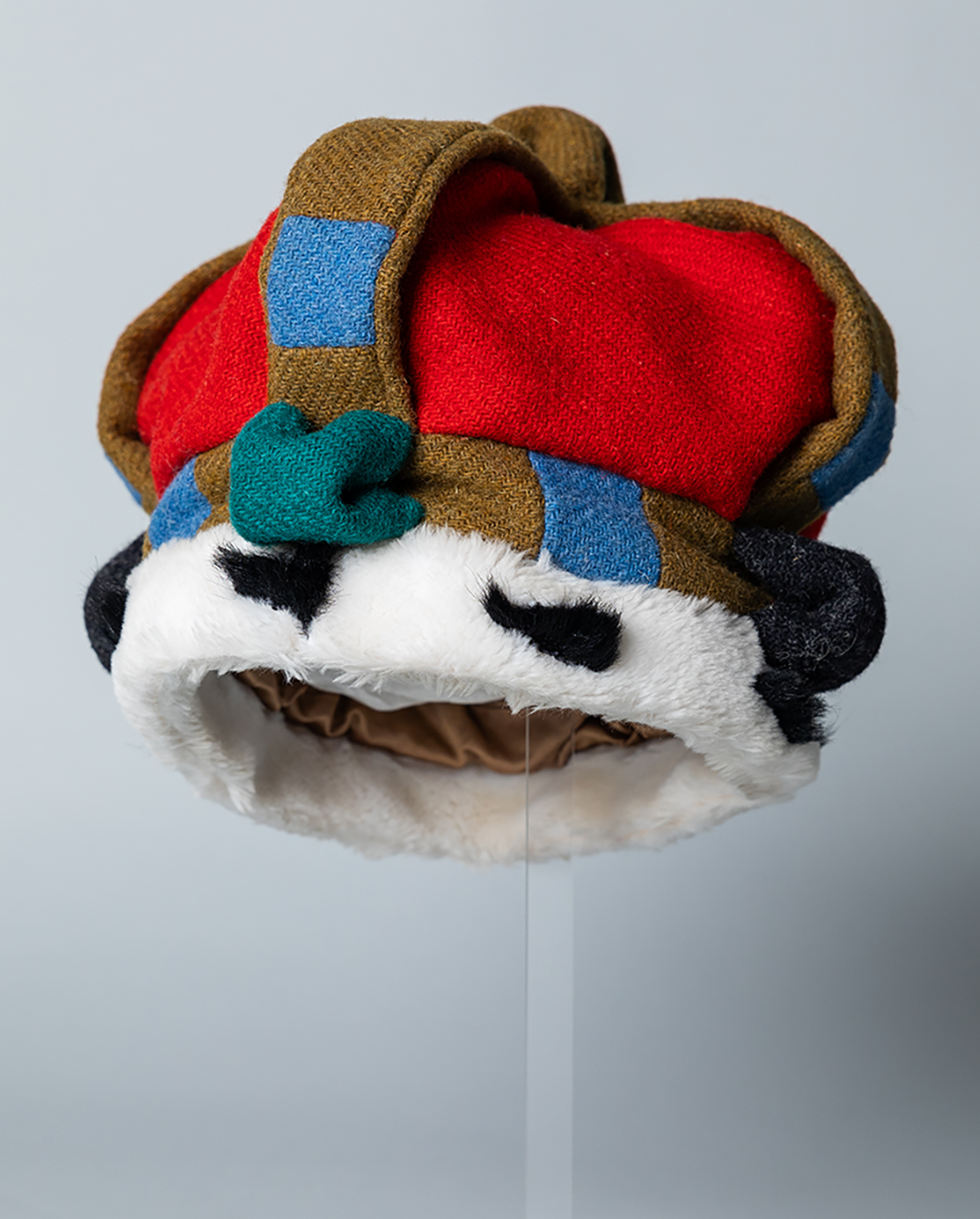 colorful plush hat designed with animal features
