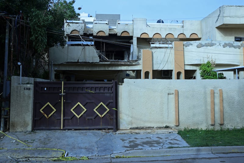 This photograph shows a house that was damaged by a drone strike in the Al-Saydiya neighbourhood of Baghdad on March 22nd, 2026. Photograph: Murtaja LATEEF / AFP via Getty Images
