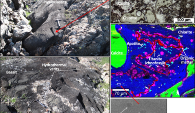 Ichnofossils in volcanic glass from palaeoproterozoic hydrothermal vents were burrowed by microorganisms probably seeking phosphate