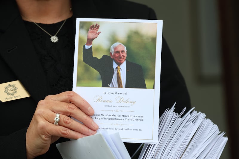 Ronnie Delany 'competed against the best of the world at the highest level, he triumphed and was a man of great faith', his son Ronnie Delany jnr said in his eulogy. Photograph: Stephen Collins/Collins