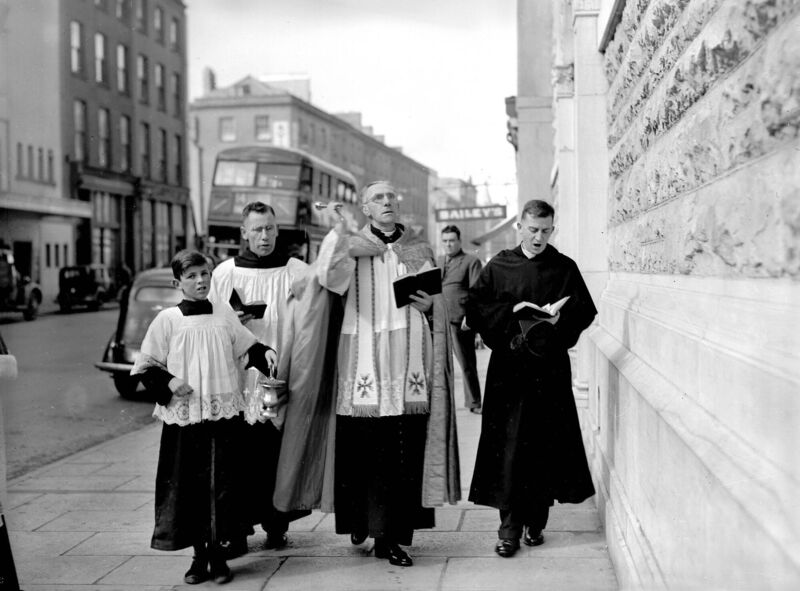 St Augustines Church on Cork's Washington Street being by Monsignor J Scannell in 1950. Picture: Irish Examiner Archive