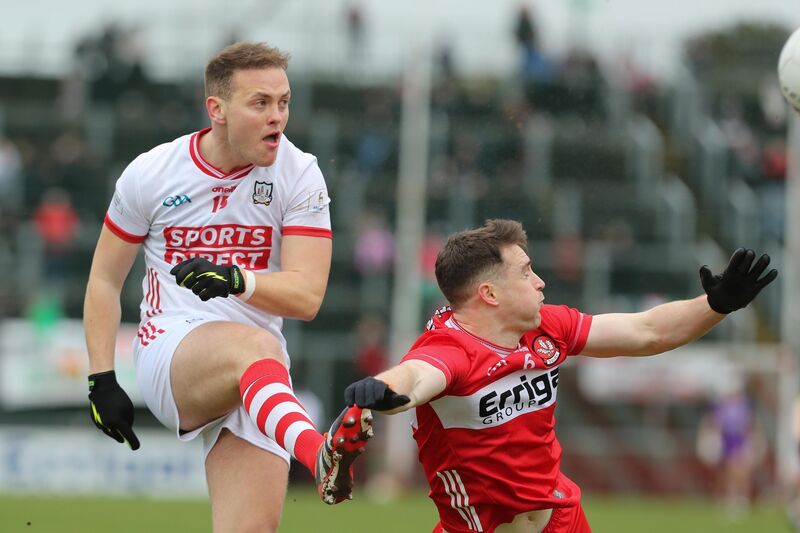Cork’s Steven Sherlock and Derry's Gareth McKinless. Pic: Lorcan Doherty/Inpho