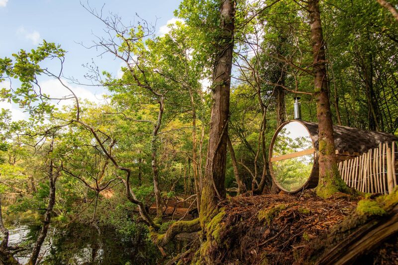Ballynahinch Castle's sauna offers outdoor lake views in the heart of Connemara. 