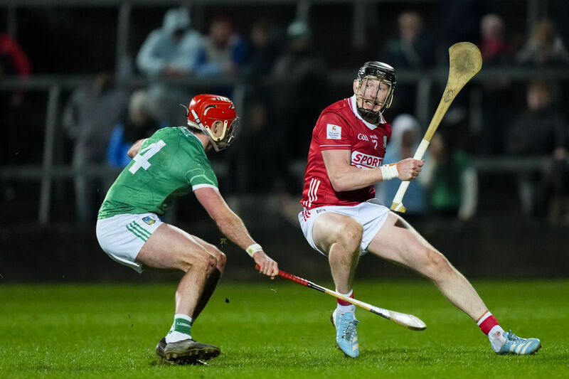 Damien Cahalane looks to avoid Limerick's Barry Nash. Picture: Inpho/James Lawlor
