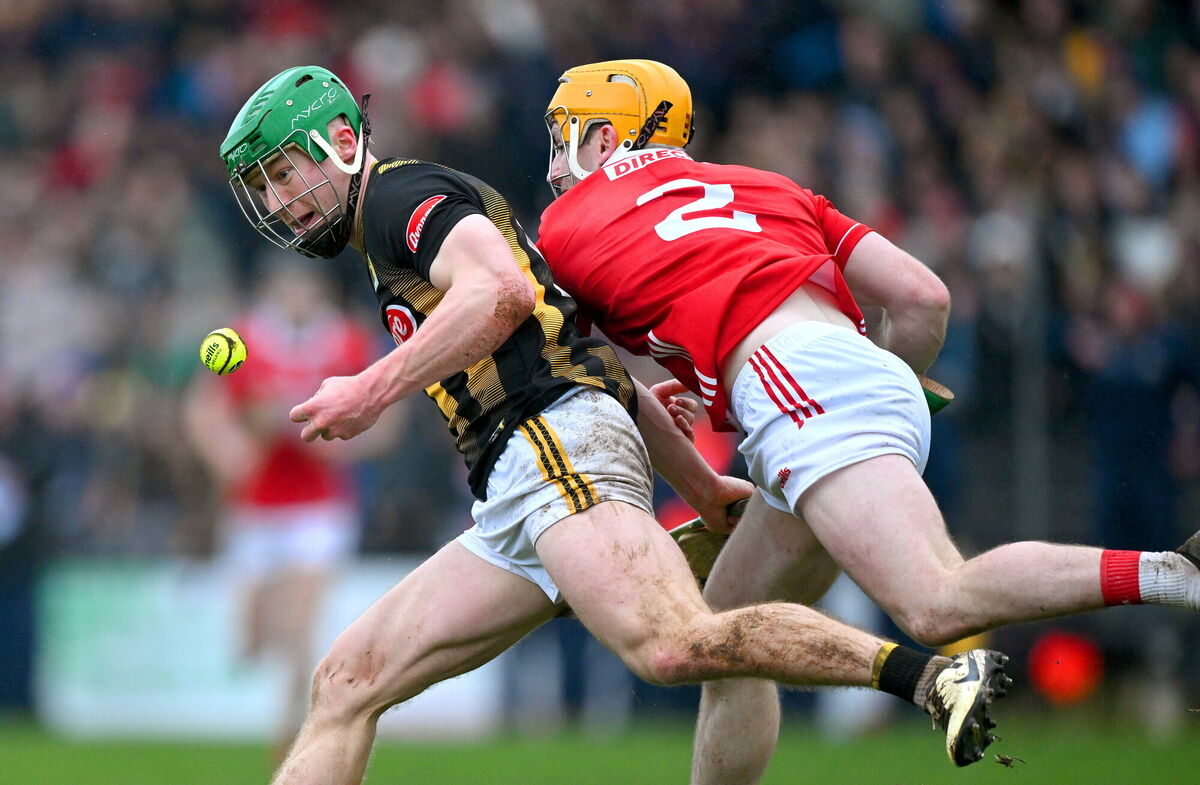 Mossy Keoghan of Kilkenny is tackled by Niall O'Leary of Cork. Picture: Ray McManus/Sportsfile