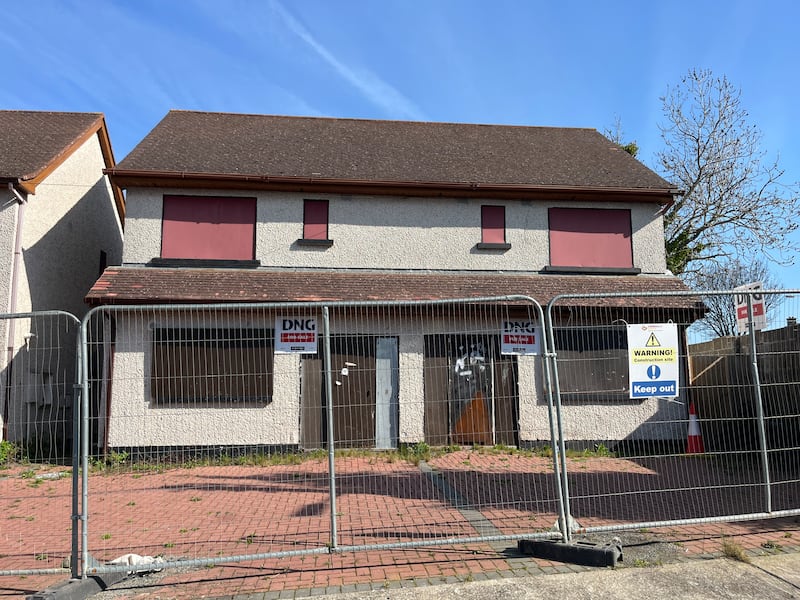 Two of the derelict houses at St Maelraun’s Park, Tallaght that have gone on sale. Photograph:  Sarah Burns