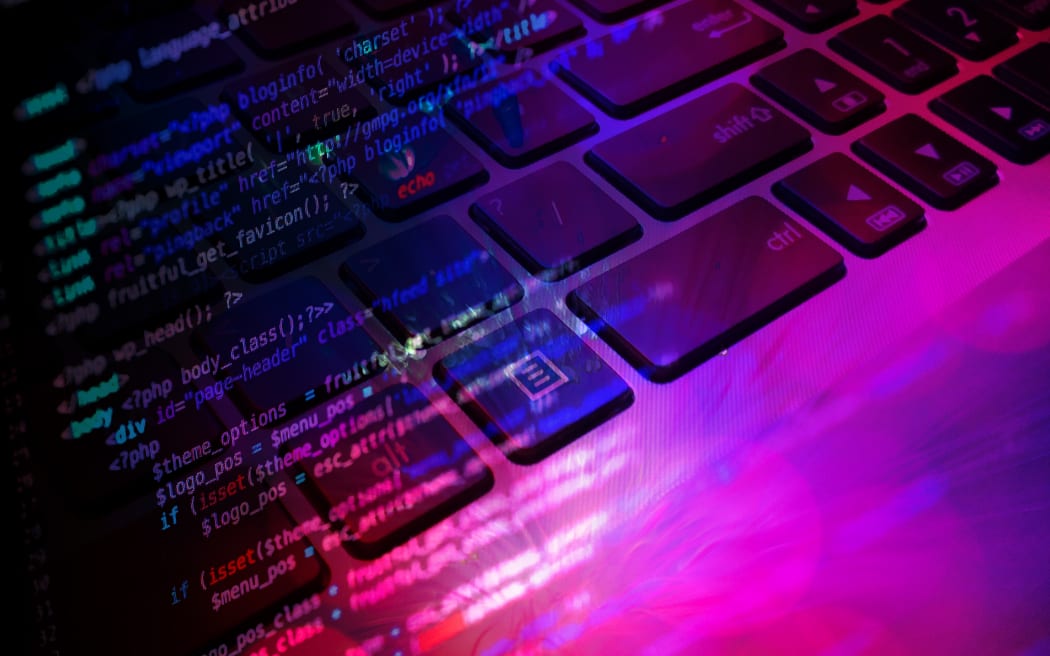 Composite of keyboard and code