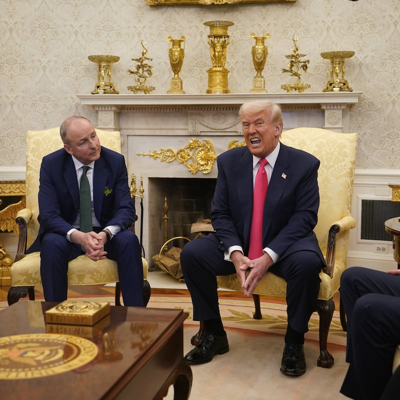 Taoiseach Micheál Martin with US president Donald Trump in the White House during last year's St Patrick's Day visit. Photograph: Niall Carson/PA
