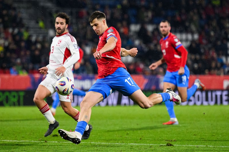 David Jurasek will look to take the ball forward for Czech Republic against Ireland next Thursday. Photograph: Michal Cizek/AFP via Getty Images