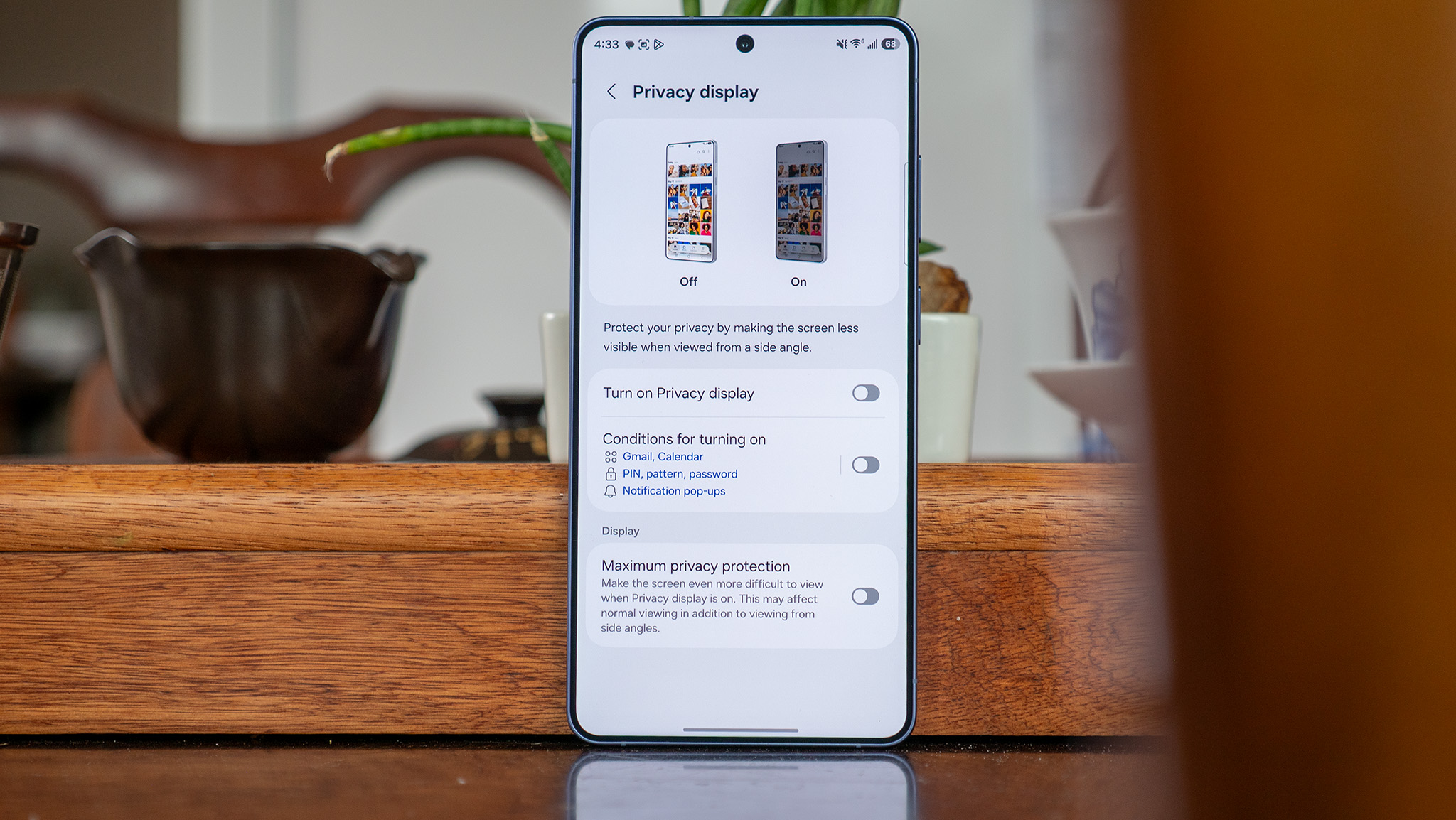 Privacy Display settings on the Samsung Galaxy S26 Ultra